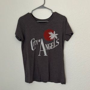 Cit of Angels Los Angeles Woman’s Size Medium T Shirt Gray Palm Tree Sunset Cali